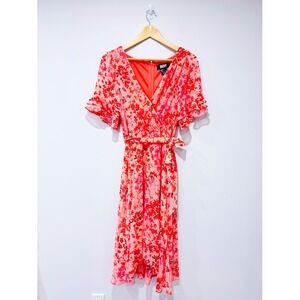 DKNY Pink floral wrap dress | Romantic Feminine Party | Size 14